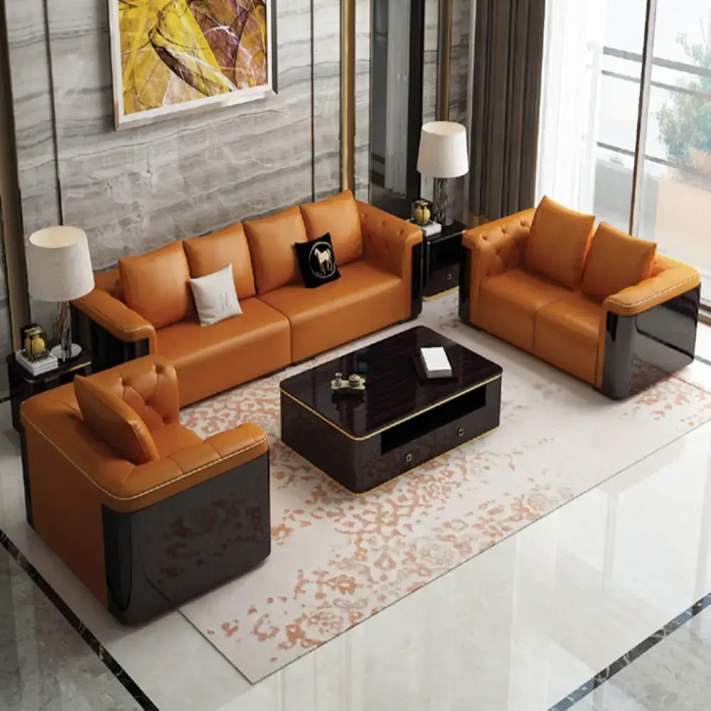 Brown Stylish Luxury leather Sofa Set